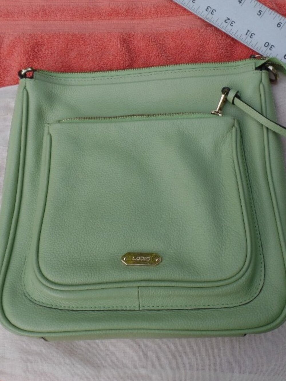 LODIS Payton North South Crossbody Trending Color: Soft Pear Green FLAW